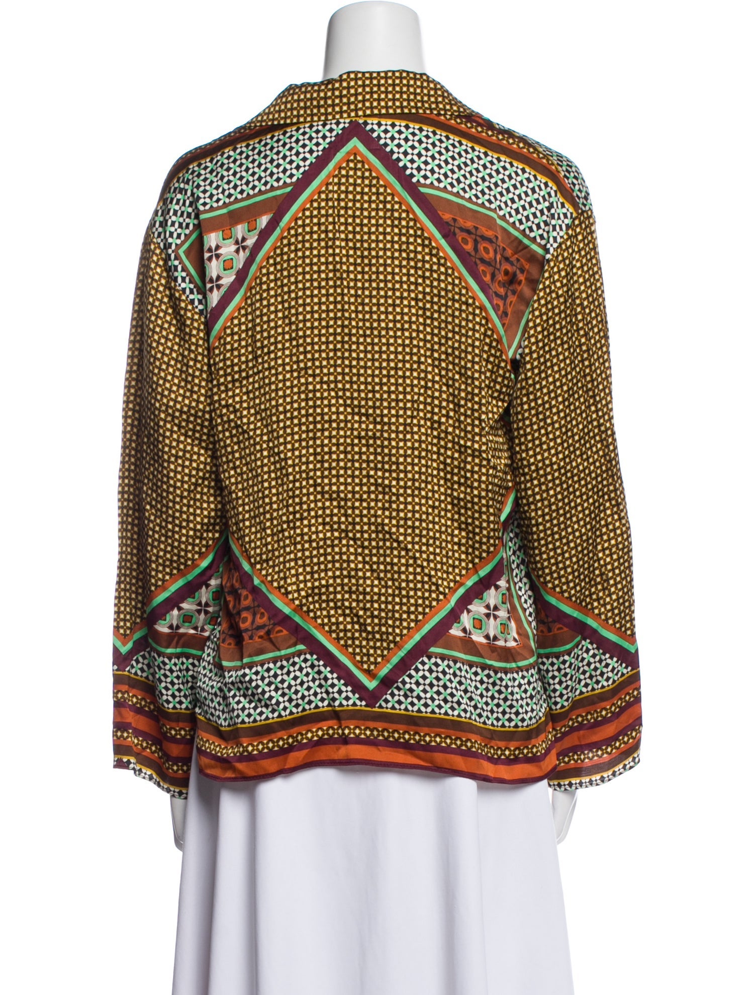 MISA Los Angeles Printed V-Neck Button-Up Top